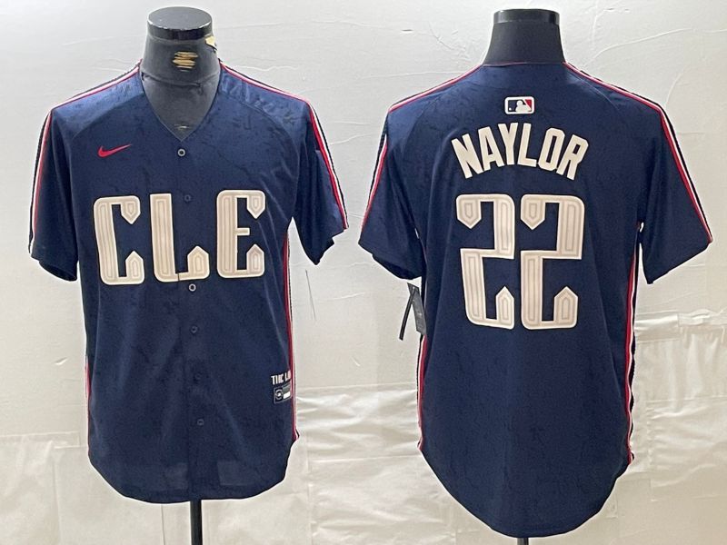Men Cleveland Indians 22 Naylor Blue City Edition Nike 2024 MLB Jersey style 6